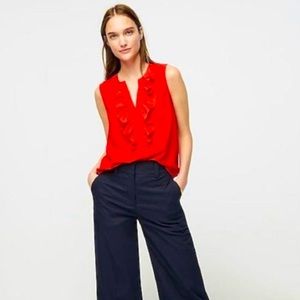 J. Crew Ruffle Front Sleeveless Solid Blouse